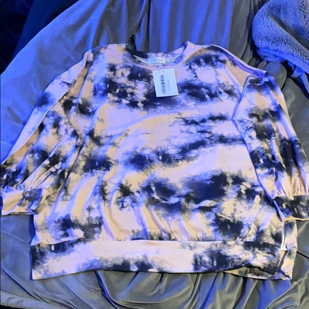 Long Sleeve Crew Neck Tie Dye Top - Honey & Lemon